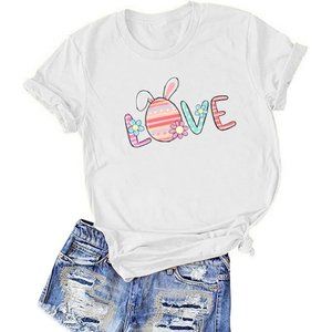 Easter Egg Print T-Shirt Women”|“Teen Girl Graphic Tees”|“Unisex Graphic Tees